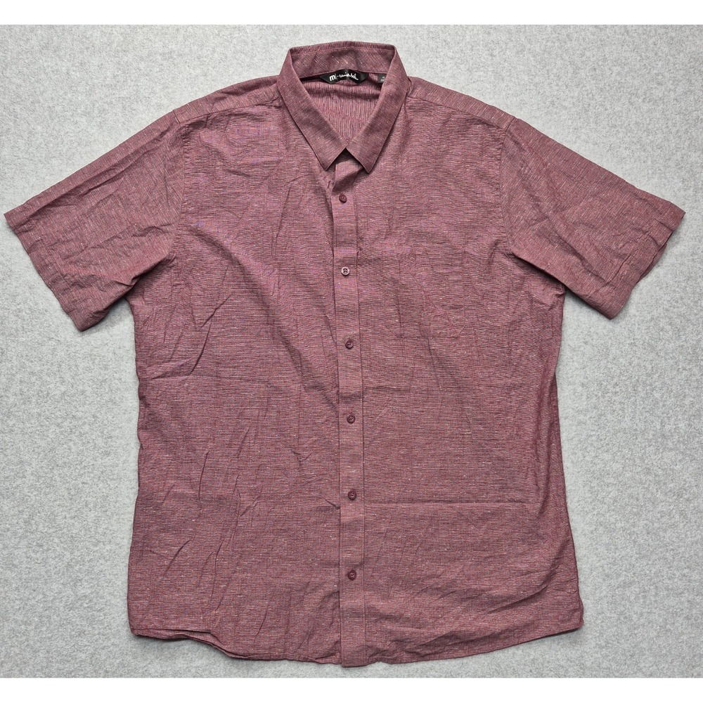 Travis Mathew Polo Shirt Mens‎ XL Red Heather Short Sleeve Button Up Golf Casual